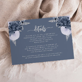 Tarjeta De Recepción Detalles del Boda floral Dusty Blue Silver