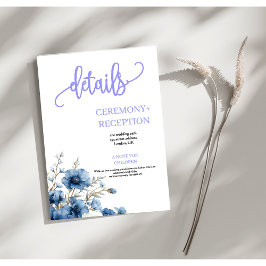 Tarjeta De Recepción Detalles del boda floral Dusty Blue y White