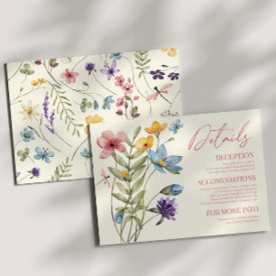 Tarjeta De Recepción Detalles del Boda Floral Flor Silvestre