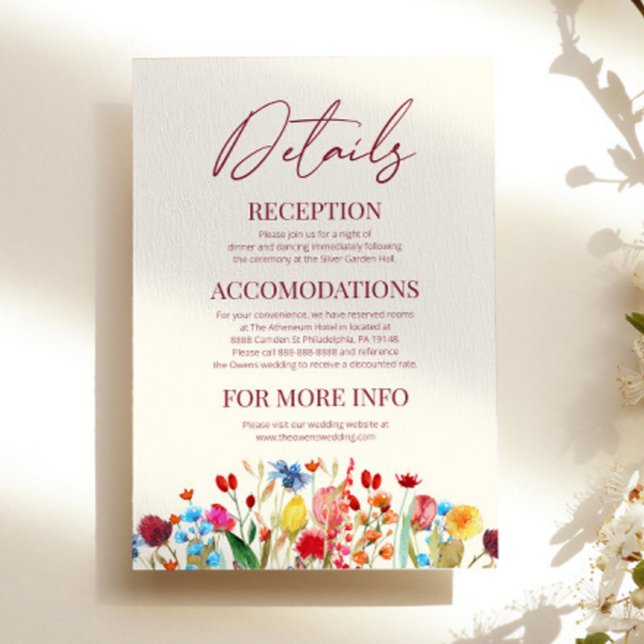 Tarjeta De Recepción Detalles del Boda Floral Flor Silvestre (Subido por el creador)