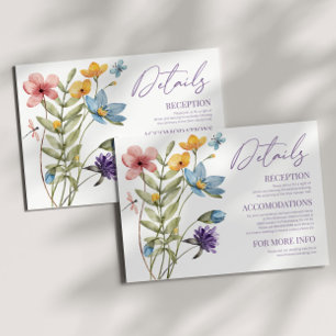 Tarjeta De Recepción Detalles del Boda Floral Flor Silvestre