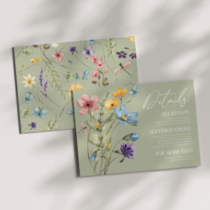 Tarjeta De Recepción Detalles del Boda Floral Flor Silvestre