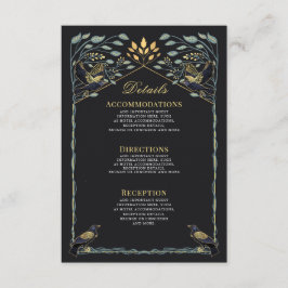 Tarjeta De Recepción Detalles del Boda floral gótico Raven encantado