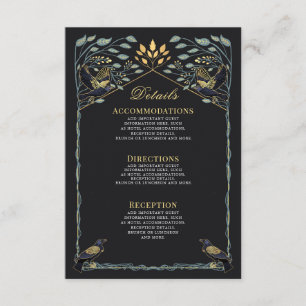Tarjeta De Recepción Detalles del Boda floral gótico Raven encantado