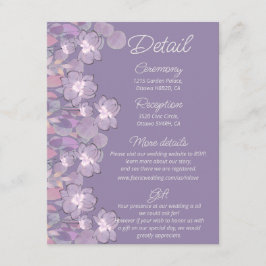 Tarjeta De Recepción Detalles del boda floral malva morado