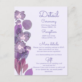 Tarjeta De Recepción Detalles del boda floral malva morado periwinkle