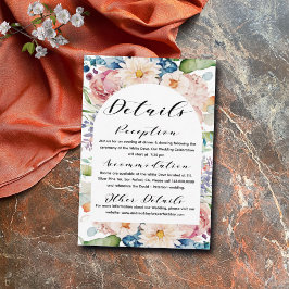 Tarjeta De Recepción Detalles del Boda floral manuscrito