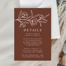 Tarjeta De Recepción Detalles del Boda floral marrón esbozado