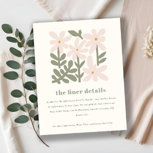 Tarjeta De Recepción Detalles del Boda floral mínimo Dusky Rubor Retro