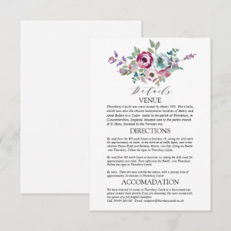 Tarjeta De Recepción Detalles del Boda floral Mint & Mauve