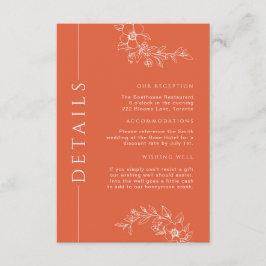 Tarjeta De Recepción Detalles del Boda floral Naranja quemado moderno I