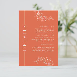 Tarjeta De Recepción Detalles del Boda floral Naranja quemado moderno I