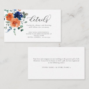 Tarjeta De Recepción Detalles del Boda floral Naranja quemado por la ma