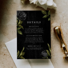 Tarjeta De Recepción Detalles del Boda floral negro gótico