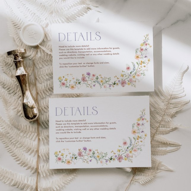 Tarjeta De Recepción Detalles del Boda Floral Pastel Wildflower Garden (Subido por el creador)