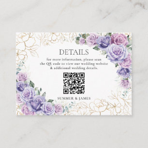 Tarjeta De Recepción Detalles del Boda Floral Purple Lilac Lavender