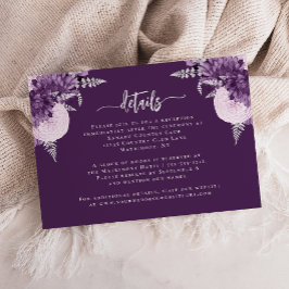 Tarjeta De Recepción Detalles del Boda floral Purple Lilac Silver