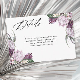 Tarjeta De Recepción Detalles del Boda floral Purple Plum Boho