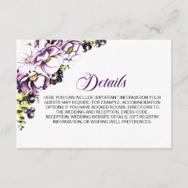 Tarjeta De Recepción Detalles del Boda floral púrpura ruso