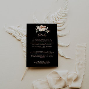 Tarjeta De Recepción Detalles del Boda floral real formal negro
