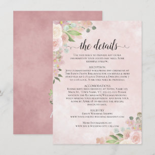 Tarjeta De Recepción Detalles del Boda floral rosa de color acuático ru