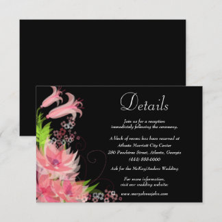 Tarjeta De Recepción Detalles del Boda floral rosa romántico