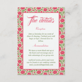 Tarjeta De Recepción Detalles del Boda floral rosa romántico