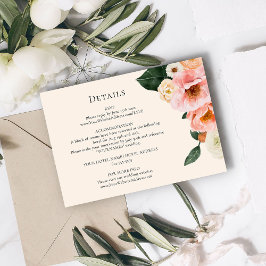 Tarjeta De Recepción Detalles del Boda floral rosa Rubor