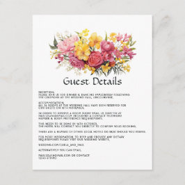 Tarjeta De Recepción Detalles del Boda floral rosa y amarillo