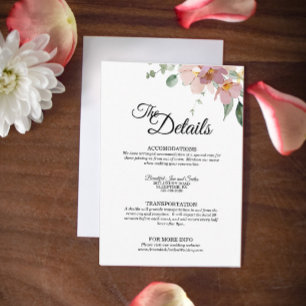 Tarjeta De Recepción Detalles del Boda floral rosa y malva