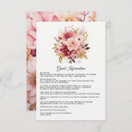 Tarjeta De Recepción Detalles del Boda Floral Rosa y Oro