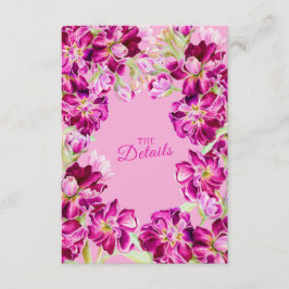 Tarjeta De Recepción Detalles del boda floral rosado con código QR