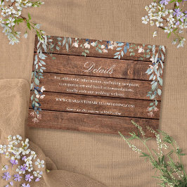 Tarjeta De Recepción Detalles del Boda Floral Rusal Wood Wildflowers