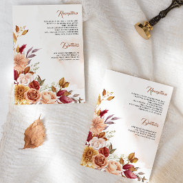 Tarjeta De Recepción Detalles del Boda floral rustico de Terracota Borg