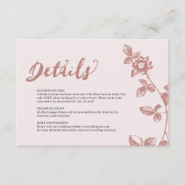 Tarjeta De Recepción Detalles del Boda floral rústico rosa y agitado