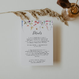 Tarjeta De Recepción Detalles del Boda Floral Silvestre Clásico Colorid