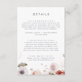 Tarjeta De Recepción Detalles del Boda floral simple