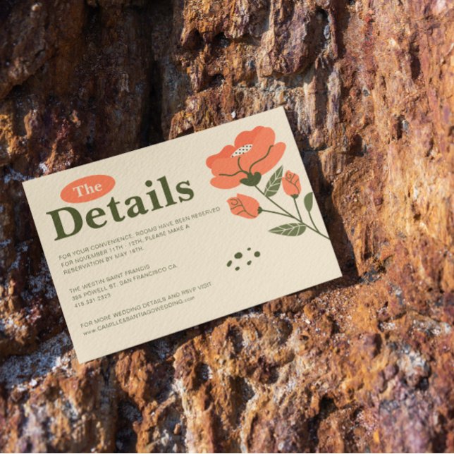 Tarjeta De Recepción Detalles del Boda floral simple (Subido por el creador)