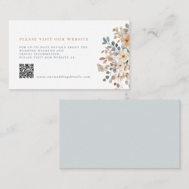 Tarjeta De Recepción Detalles del Boda floral suave de tono de tierra Q (Anverso / Reverso)