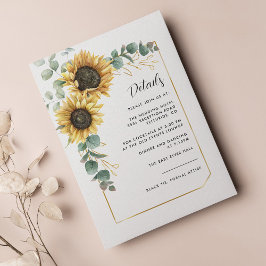Tarjeta De Recepción Detalles del Boda Floral Sunflower Greeneration