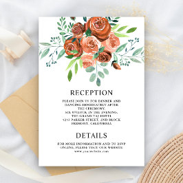 Tarjeta De Recepción Detalles del Boda Floral Terracotta Rosas