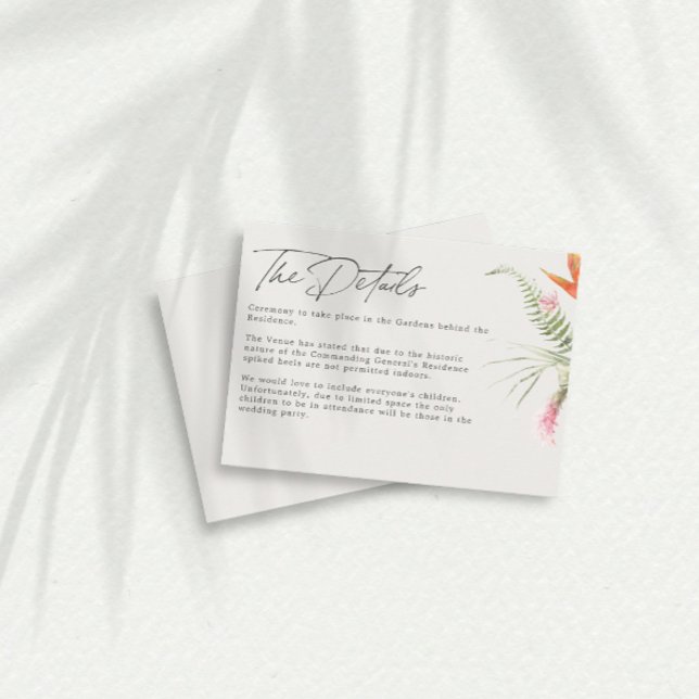 Tarjeta De Recepción Detalles del Boda floral tropical (Subido por el creador)