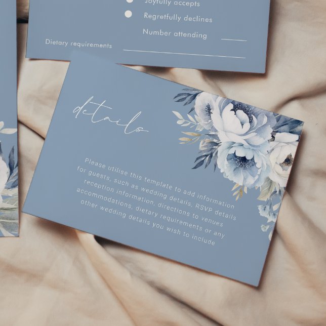 Tarjeta De Recepción Detalles del Boda floral verde azul brillante (Subido por el creador)