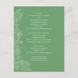 Tarjeta De Recepción Detalles del Boda floral verde blanco fresco