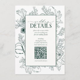 Tarjeta De Recepción Detalles del Boda floral verde esmeralda del códig