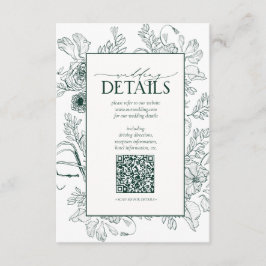 Tarjeta De Recepción Detalles del Boda floral verde esmeralda del códig