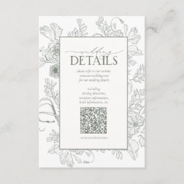 Tarjeta De Recepción Detalles del Boda floral verde sage del código QR