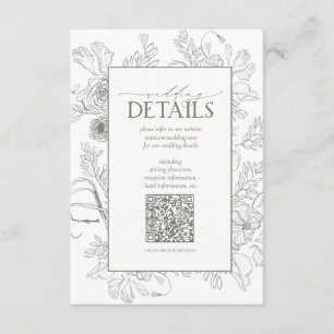 Tarjeta De Recepción Detalles del Boda floral verde sage del código QR