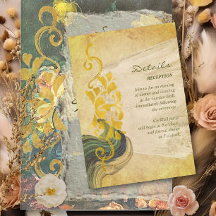 Tarjeta De Recepción Detalles del Boda floral vintage de Moody Baroque