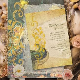 Tarjeta De Recepción Detalles del Boda floral vintage de Moody Baroque